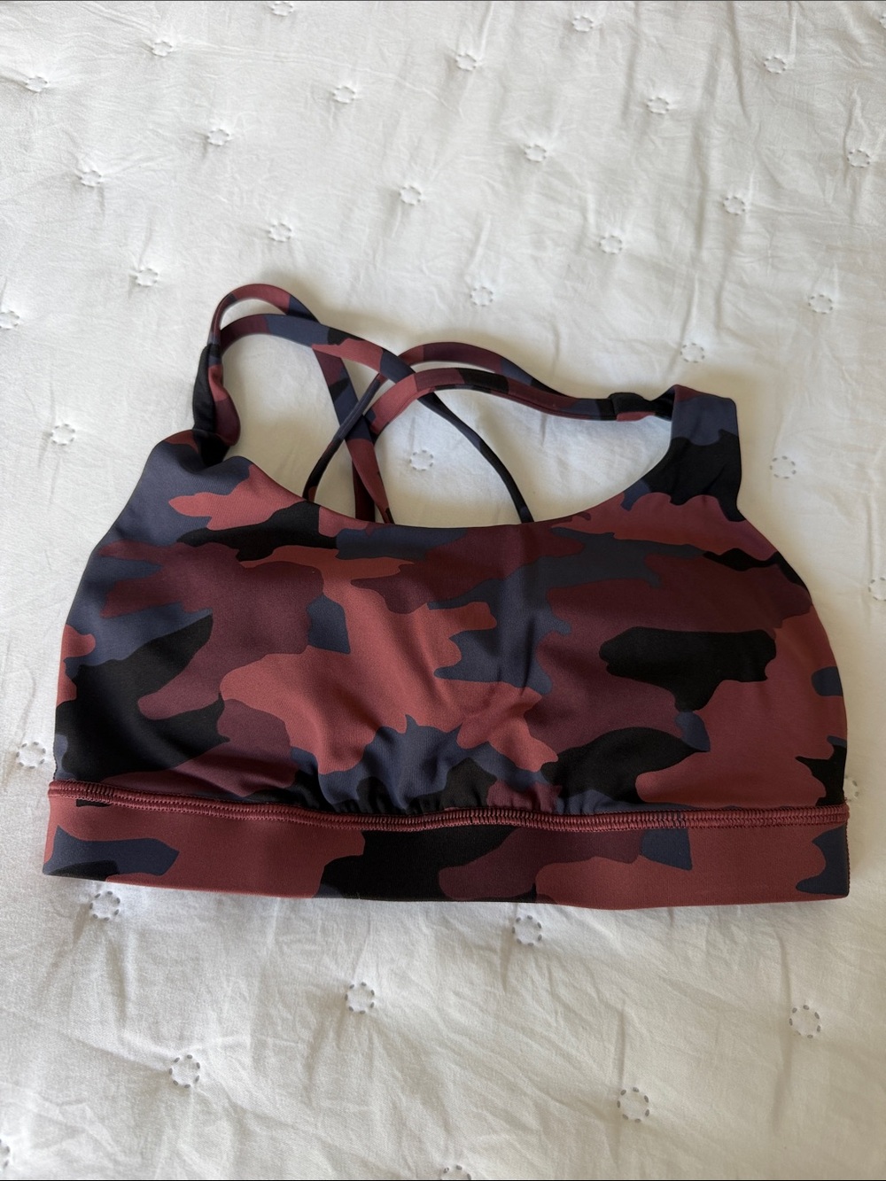 lululemon athletica Maroon and Black Camo Strappy Sports Bra